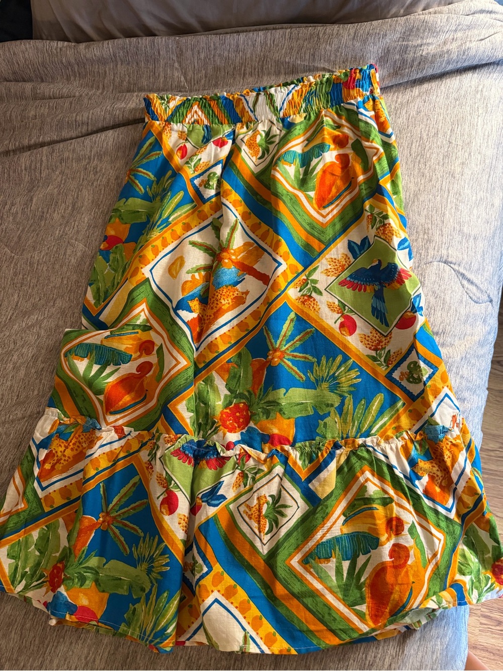 Christian Siriano Multicolor Tropical Maxi Skirt with Elastic Waist